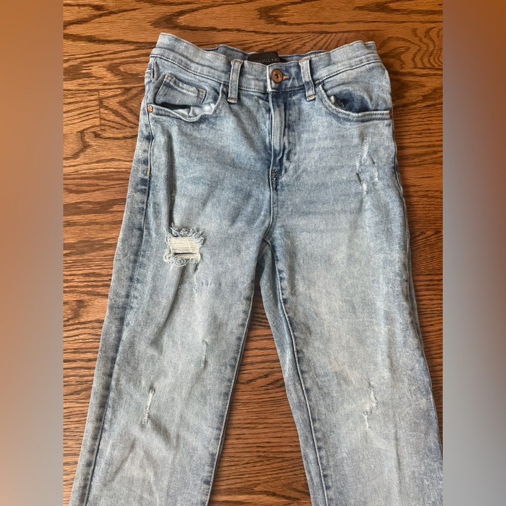 Kendall And Kylie High Rise Slim Straight Blue Jeans Size 3/26 Distressed Grunge
